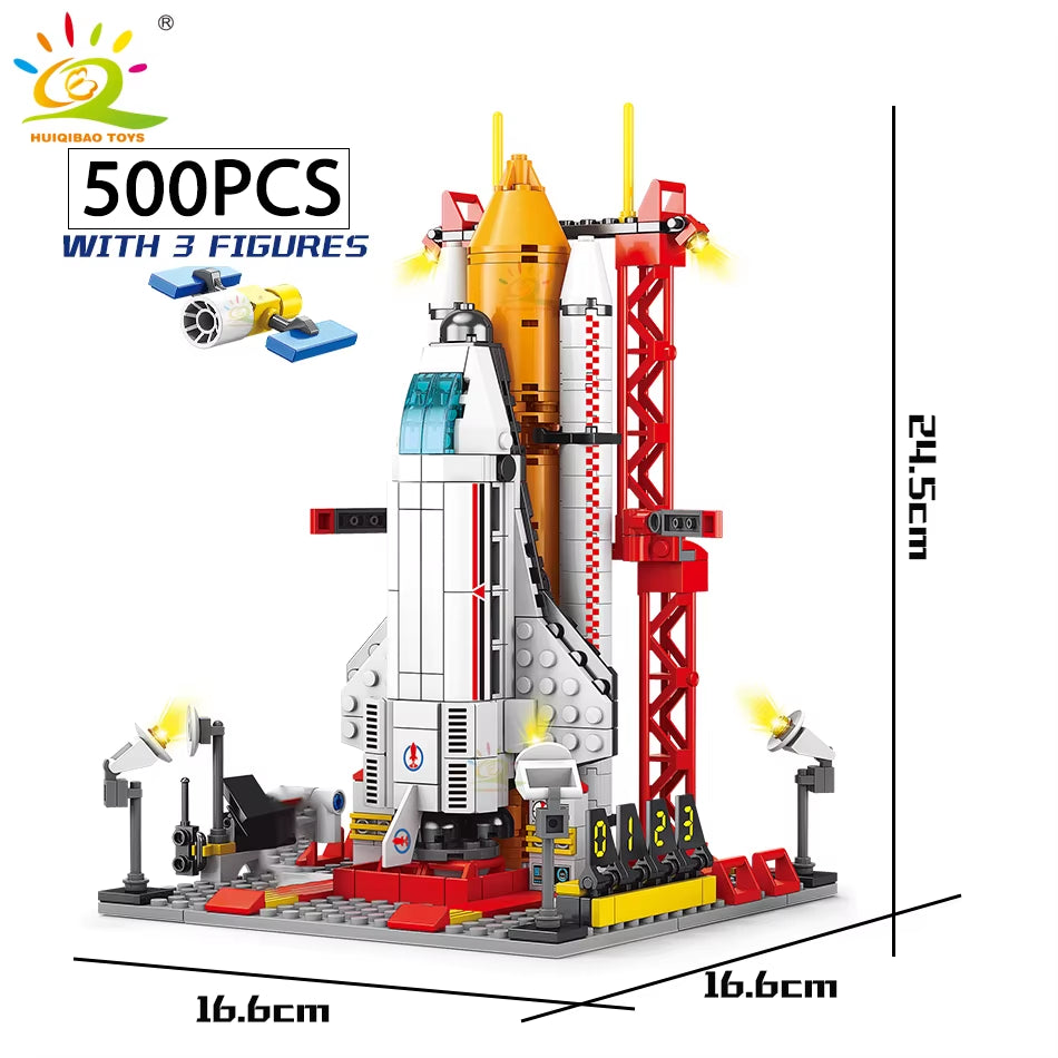 HUIQIBAO Space Aviation Bemannte Raketenbausteine mit Astronautenfigur City Aerospace Modell Bricks Kinderspielzeug für Kinder