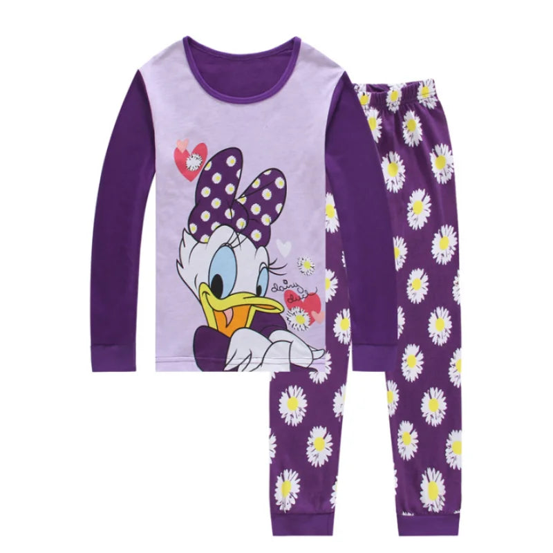 Kids Pajama Set Daisy Cartoon Cotton Soft princess Print Loungewear Long Sleeve Pjs Sleepwear for Toddler Boys Girls