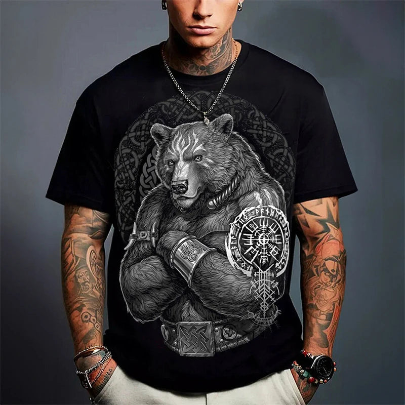 Russian Bear Graphic T-shirt Men's Clothing Russian Flag Design CCCP O-neck Short Sleeve T Shirts Summer 2025 Novel Men Tees