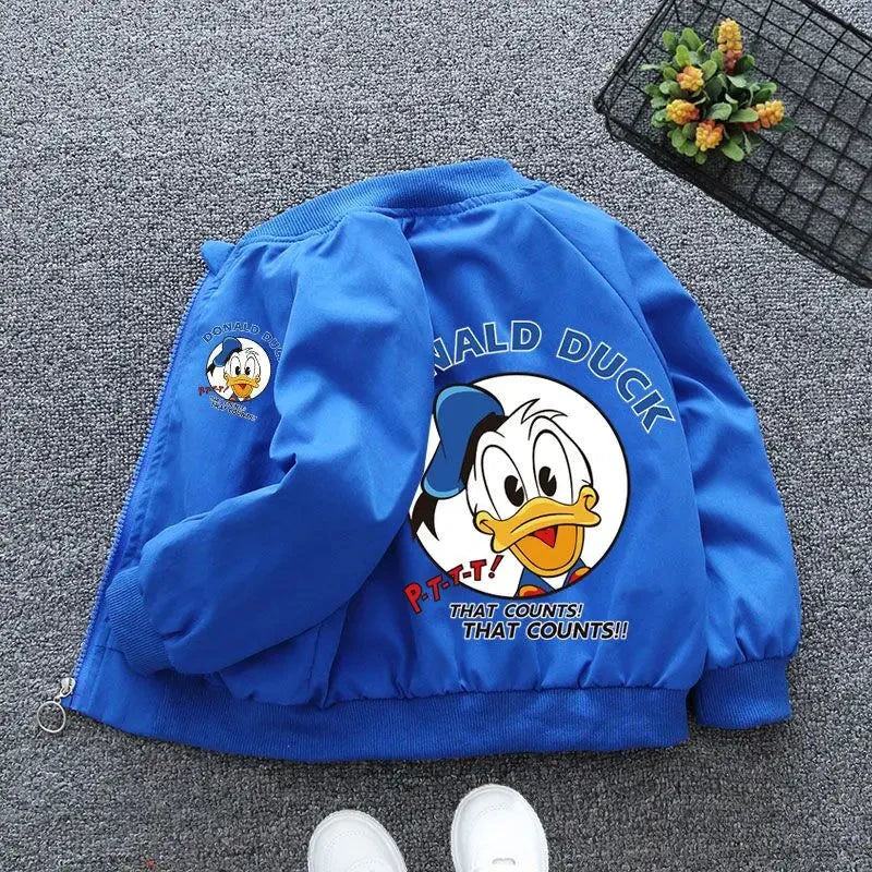 Neue Herbst Baby Jungen Mädchen Jacke Mode Cartoon Donald Duck Druck Oberbekleidung für Kinder Kleidung Frühling Kinder Windjacke Coatsats