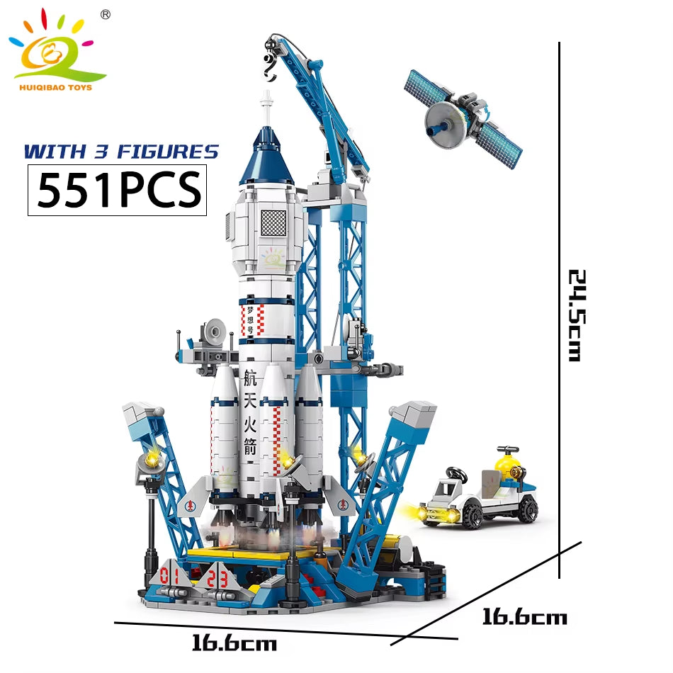 HUIQIBAO Space Aviation Bemannte Raketenbausteine mit Astronautenfigur City Aerospace Modell Bricks Kinderspielzeug für Kinder