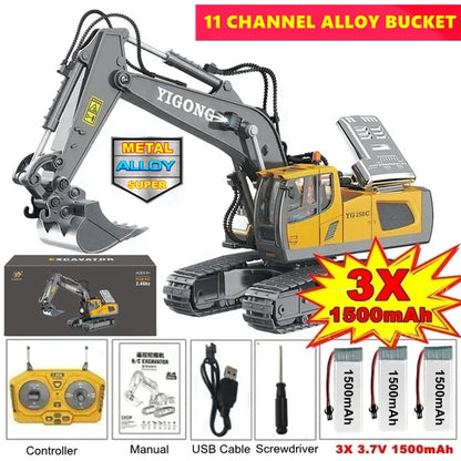Remote Control Excavator Toy Radio Controlled RC Dump Truck Vehicle Crawler Bulldozer Construction Car Gifts for Kids Boys