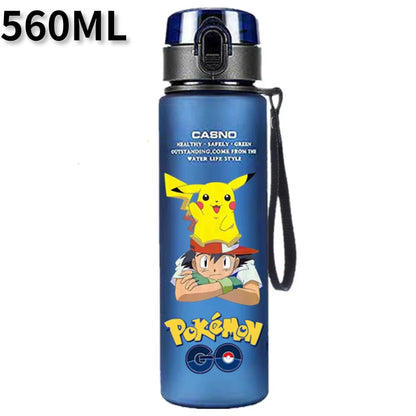 Pokemon 560ML Wasserbecher Kinder Tragbarer Kunststoff Cartoon Kawai Pikachu Erwachsene Outdoor Große Kapazität Sport Wasserflasche Pikachu
