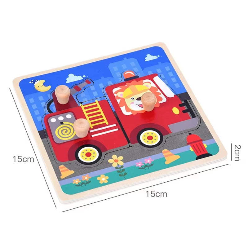 Montessori Babyspielzeug 3D-Holzpuzzles Kinderhandkratzbrettpuzzle Kinder Frühes Lernen Bildung Obst Kognitives Spielzeug