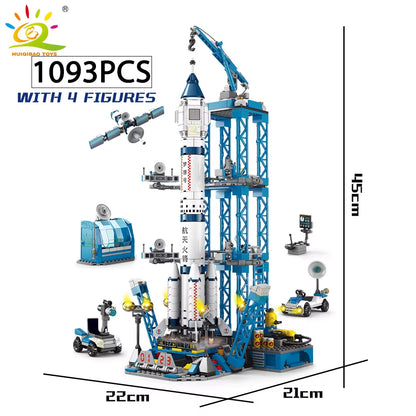 HUIQIBAO Space Aviation Bemannte Raketenbausteine ​​mit Astronautenfigur City Aerospace Modell Bricks Kinderspielzeug für Kinder