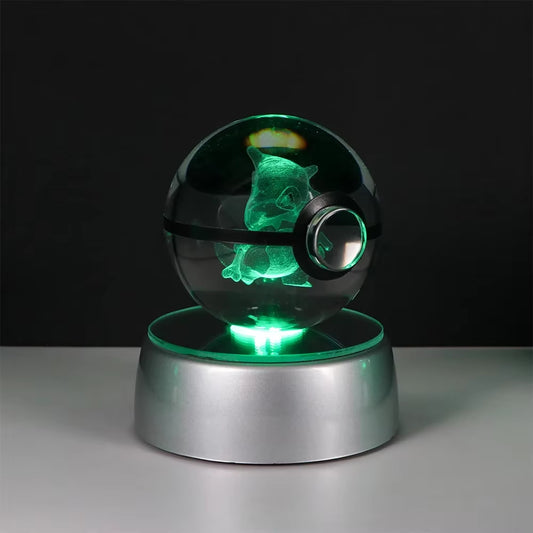 Pokemon 3D Kristallkugel Pikachu Gengar Eevee Mewtwo Anime Spiel Pokeball Led Nachtlicht Basis Kinder Geburtstagsgeschenk Home Dekoration