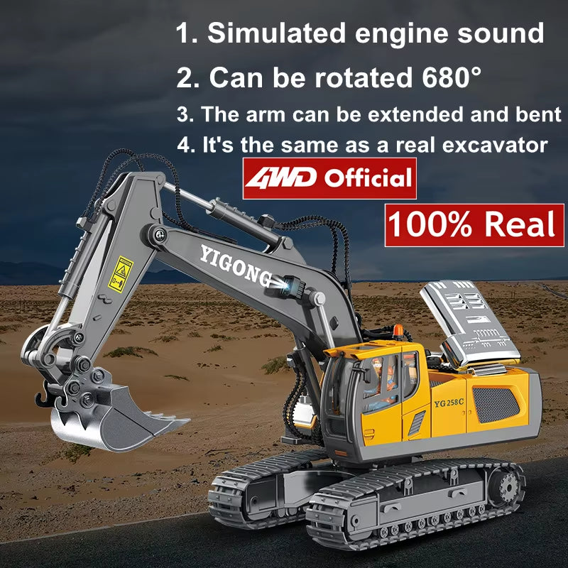 Remote Control Excavator Toy Radio Controlled RC Dump Truck Vehicle Crawler Bulldozer Construction Car Gifts for Kids Boys