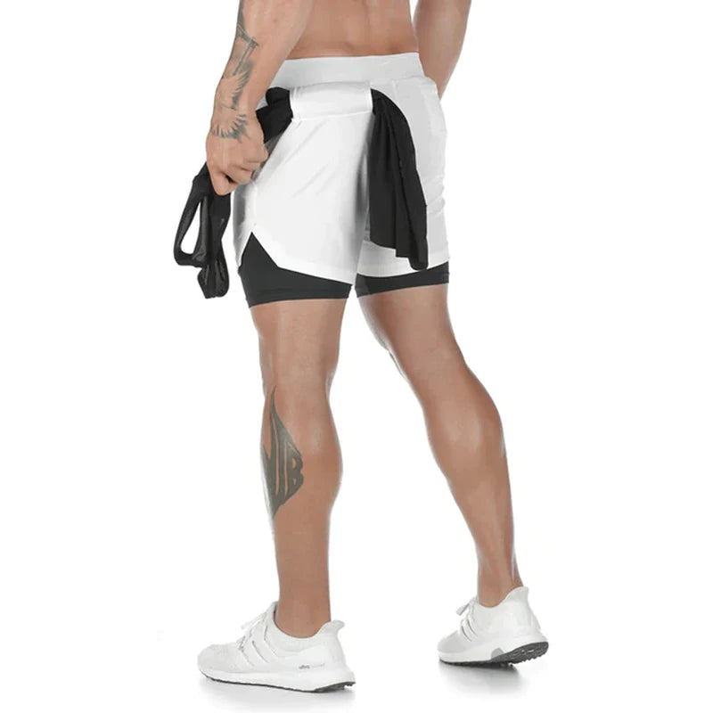 Spandex-Shorts Laufshorts Herren Gym Sportshorts 2 in 1 Schnelltrocknend Workout Training Gym Fitness Jogging Kurze Hosen Sommer Herrenshorts 2025