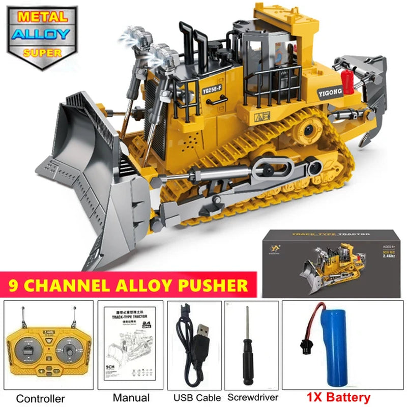 Remote Control Excavator Toy Radio Controlled RC Dump Truck Vehicle Crawler Bulldozer Construction Car Gifts for Kids Boys