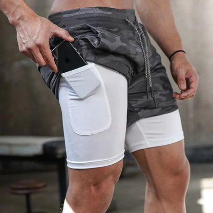 Spandex-Shorts Laufshorts Herren Gym Sportshorts 2 in 1 Schnelltrocknend Workout Training Gym Fitness Jogging Kurze Hosen Sommer Herrenshorts 2025