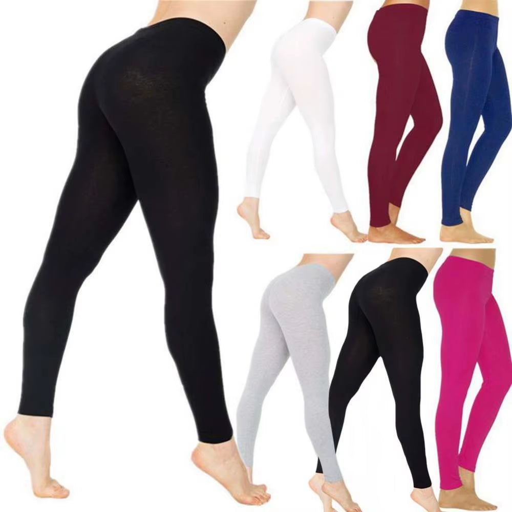 Sport Leggings Women Solid Color Stretchy High Waist Slim Tights Leggings Pencil Pants Trousers