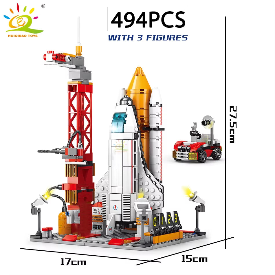 HUIQIBAO Space Aviation Bemannte Raketenbausteine ​​mit Astronautenfigur City Aerospace Modell Bricks Kinderspielzeug für Kinder
