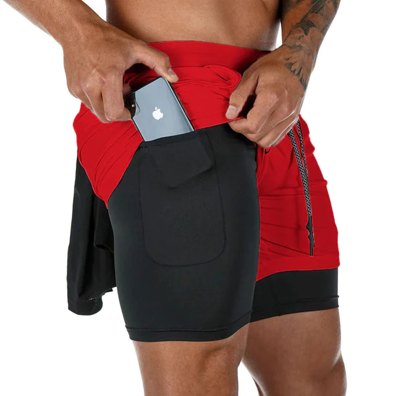 Spandex-Shorts Laufshorts Herren Gym Sportshorts 2 in 1 Schnelltrocknend Workout Training Gym Fitness Jogging Kurze Hosen Sommer Herrenshorts 2025
