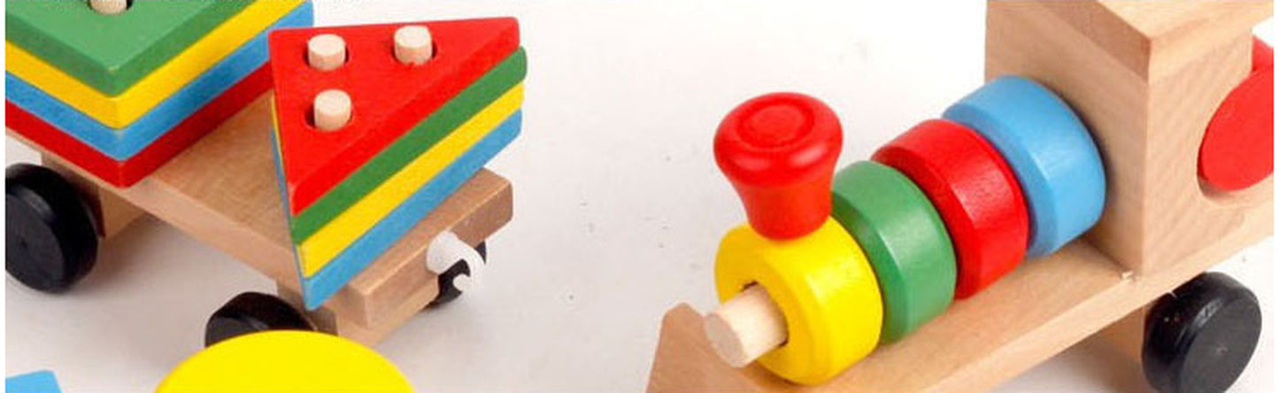 Holzzug Dreiteiliger Traktor Spielzeug Kinder Intelligenz Puzzle Spielzeug Lernspielzeug