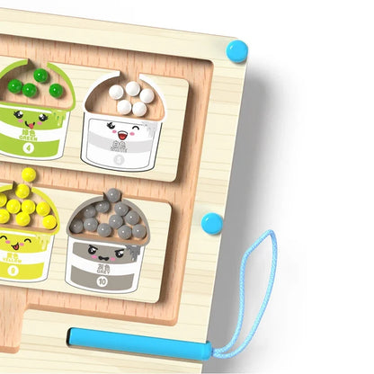 Montessori Magnetische Farbsortierspiele, Labyrinthbrett, Stift, bewegliche Perlenspiele, Holzsteuerung, sensorisches Spielen, pädagogisches Spielzeug für Kinder