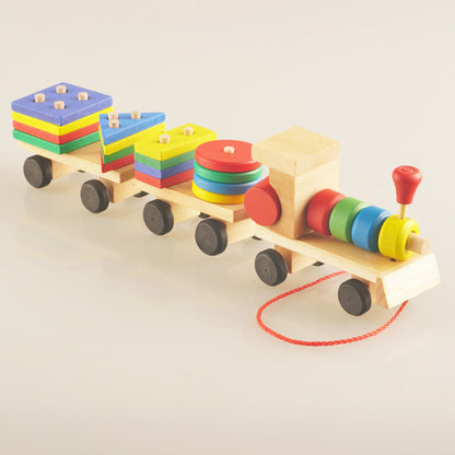 Holzzug Dreiteiliger Traktor Spielzeug Kinder Intelligenz Puzzle Spielzeug Lernspielzeug