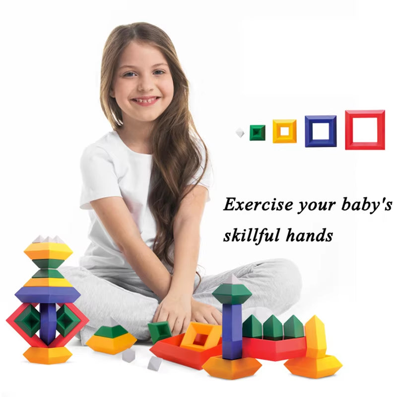 Pyramide Diamant Blöcke Kinder Spielzeug Rhombus Bausteine ​​Set 3D Raum Konstruktion Spiel Imagination Training Pädagogisches Spielzeug