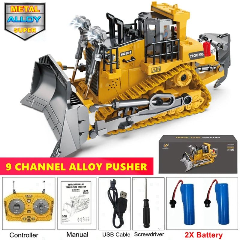 Remote Control Excavator Toy Radio Controlled RC Dump Truck Vehicle Crawler Bulldozer Construction Car Gifts for Kids Boys