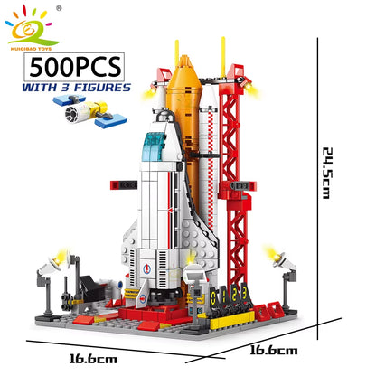 HUIQIBAO Space Aviation Bemannte Raketenbausteine ​​mit Astronautenfigur City Aerospace Modell Bricks Kinderspielzeug für Kinder