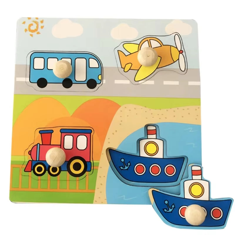 Montessori Babyspielzeug 3D-Holzpuzzles Kinderhandkratzbrettpuzzle Kinder Frühes Lernen Bildung Obst Kognitives Spielzeug