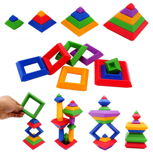 Pyramide Diamant Blöcke Kinder Spielzeug Rhombus Bausteine ​​Set 3D Raum Konstruktion Spiel Imagination Training Pädagogisches Spielzeug