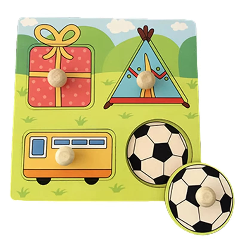 Montessori Babyspielzeug 3D-Holzpuzzles Kinderhandkratzbrettpuzzle Kinder Frühes Lernen Bildung Obst Kognitives Spielzeug