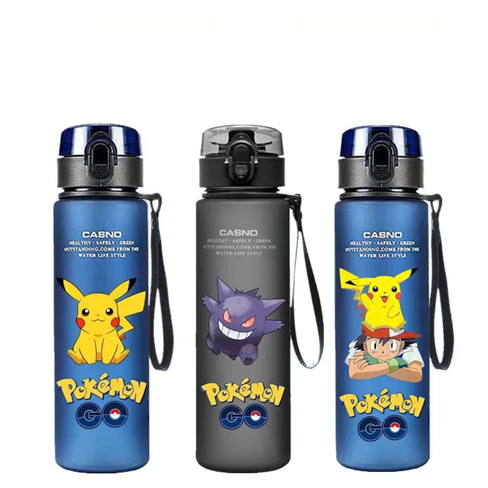 Pokemon 560ML Wasserbecher Kinder Tragbarer Kunststoff Cartoon Kawai Pikachu Erwachsene Outdoor Große Kapazität Sport Wasserflasche Pikachu