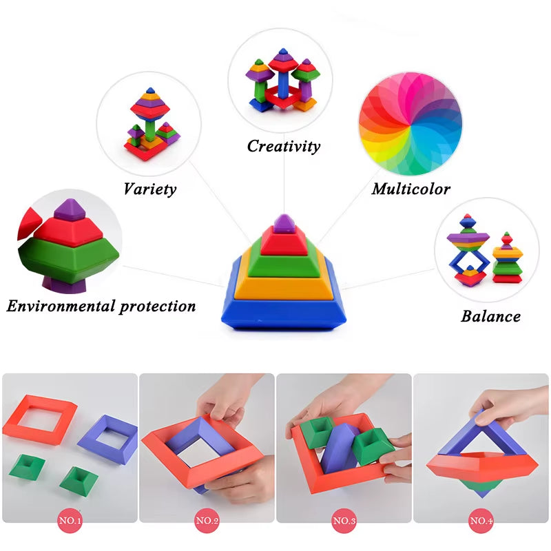 Pyramide Diamant Blöcke Kinder Spielzeug Rhombus Bausteine ​​Set 3D Raum Konstruktion Spiel Imagination Training Pädagogisches Spielzeug