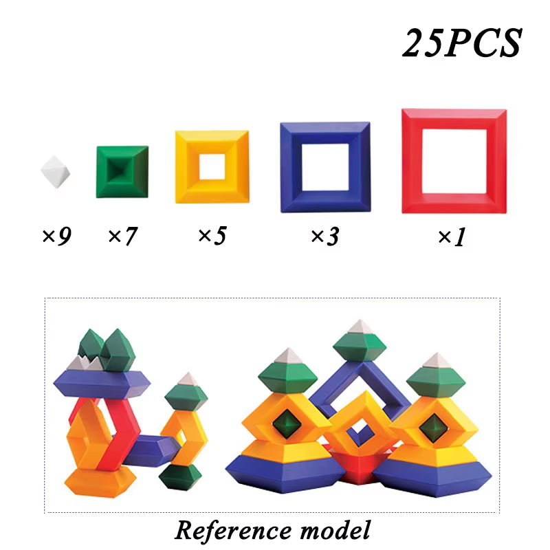 Pyramide Diamant Blöcke Kinder Spielzeug Rhombus Bausteine ​​Set 3D Raum Konstruktion Spiel Imagination Training Pädagogisches Spielzeug