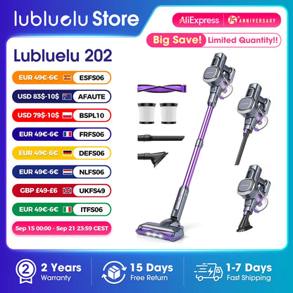 202 Kabelloser Stabstaubsauger, leicht, 6-in-1, 27 Kpa, leistungsstark, ohne Kabel, für Teppich, Boden, Tierhaare