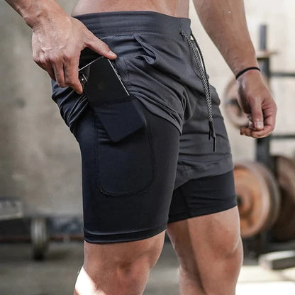 Spandex-Shorts Laufshorts Herren Gym Sportshorts 2 in 1 Schnelltrocknend Workout Training Gym Fitness Jogging Kurze Hosen Sommer Herrenshorts 2025