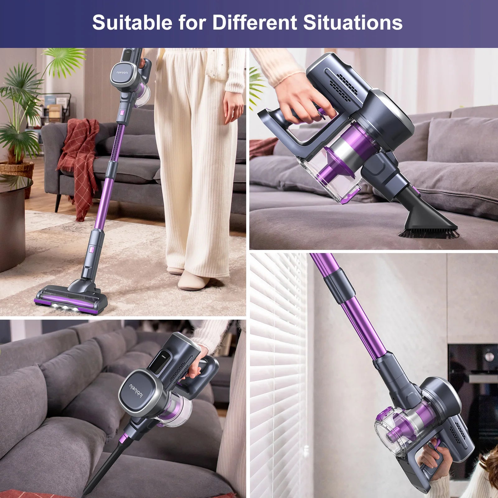 202 Kabelloser Stabstaubsauger, leicht, 6-in-1, 27 Kpa, leistungsstark, ohne Kabel, für Teppich, Boden, Tierhaare