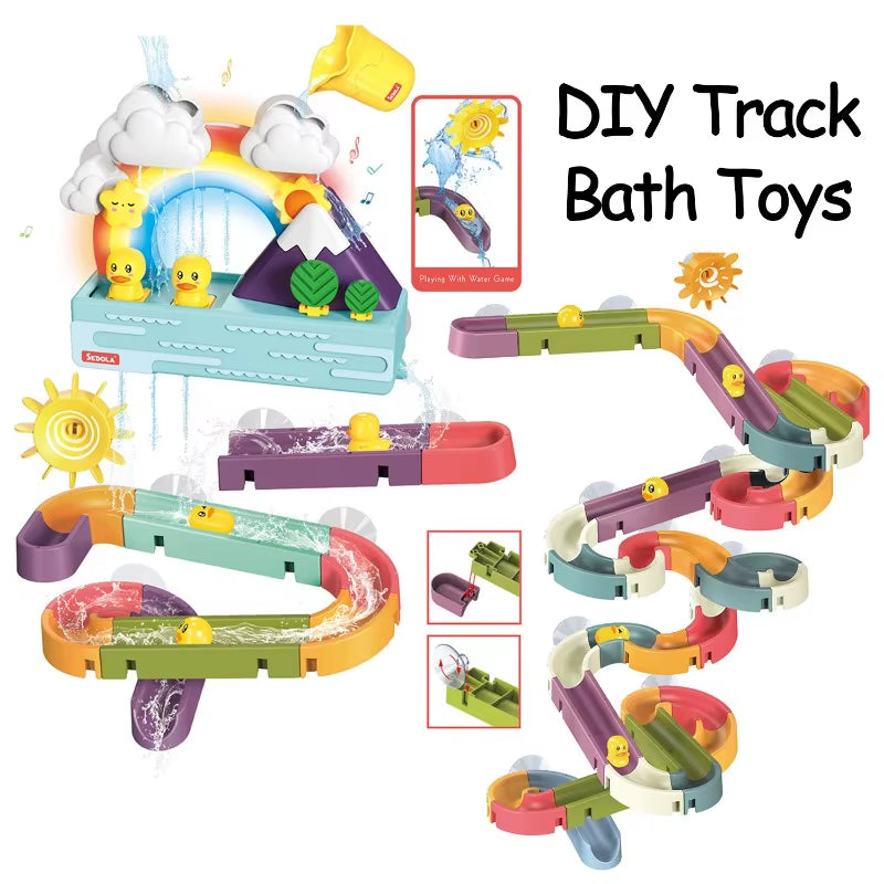 Baby DIY Montage Track Slide Saugnapf Spielzeug Badewanne Spielzeug Baby Badezimmer Badewanne Dusche Spielzeug Set Ente Wasser Spielzeug für Kinder