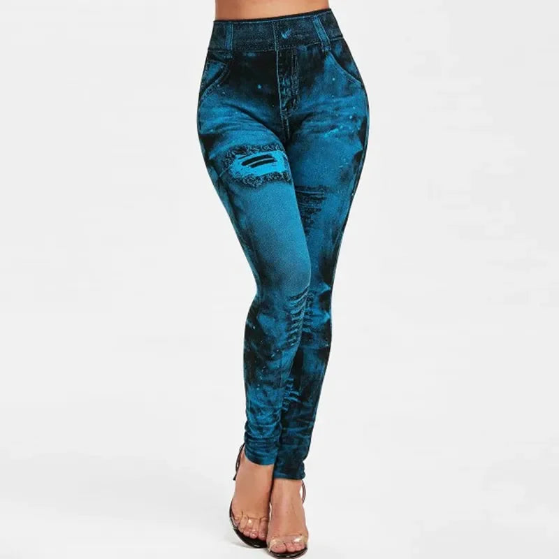 Frauen Imitation Jeans Stretch Leggings Mode Sexy Schlank Push-Up Lady Gym Leggings Kausal Einfache Hohe Taille Streetwear Leggings