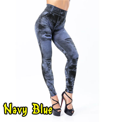 Frauen Imitation Jeans Stretch Leggings Mode Sexy Schlank Push-Up Lady Gym Leggings Kausal Einfache Hohe Taille Streetwear Leggings