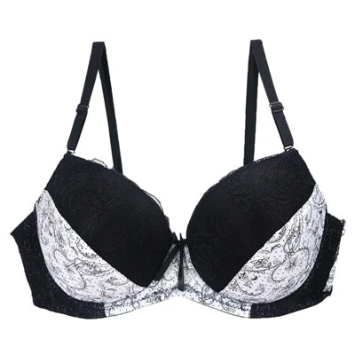 New Sexy Lace Push Up Bras For Women Plus Size Female Plunge Bow Floral Lingerie D DD EF Full Cup Brassiere