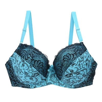 New Sexy Lace Push Up Bras For Women Plus Size Female Plunge Bow Floral Lingerie D DD EF Full Cup Brassiere