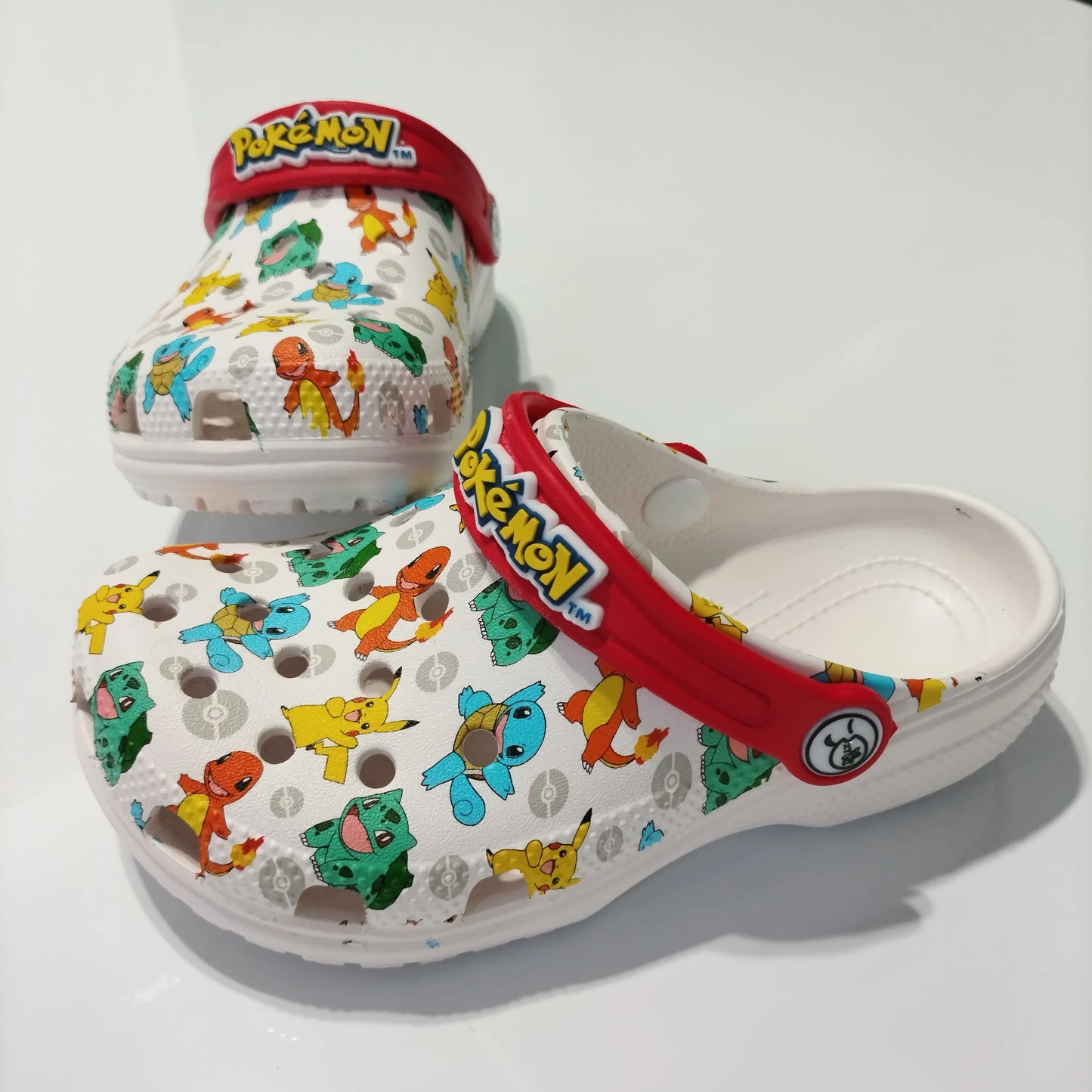 MINISO Pokemoned Hole Sandals Pikachu Squirtle Charmander Slippers Sandals Kawaii Anime Home Beach Shoes Summer Slippers Kids