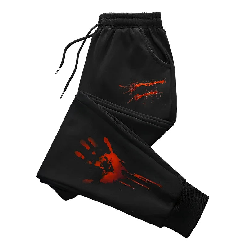 Funny Pattern Print Sweatpants Men's Daily Casual Sports Jogging Pants All Season Home Outdoor Comfort Bloody Handprint Trousers