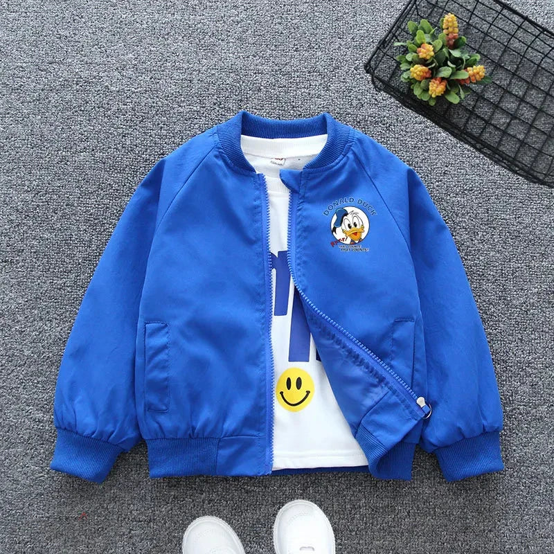 Neue Herbst Baby Jungen Mädchen Jacke Mode Cartoon Donald Duck Druck Oberbekleidung für Kinder Kleidung Frühling Kinder Windjacke Coatsats