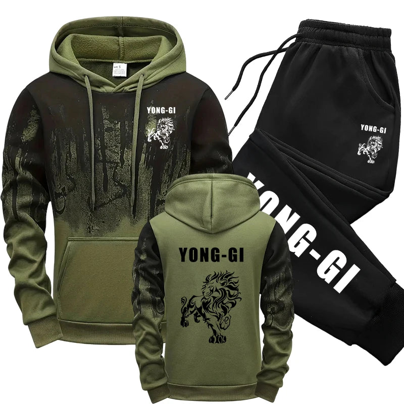 Autumn Winter Hoodies Fashion Comfortable Sports Men's Tracksuit Casual Daily Jogging Splash-ink Sweatshirts Top Mens Sweatpants