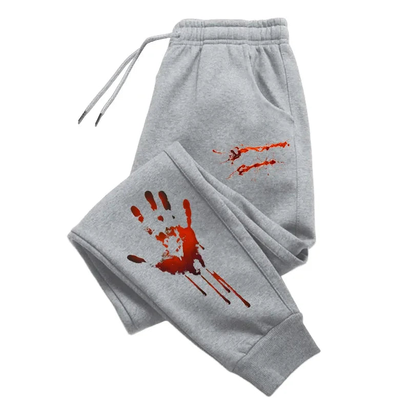 Funny Pattern Print Sweatpants Men's Daily Casual Sports Jogging Pants All Season Home Outdoor Comfort Bloody Handprint Trousers