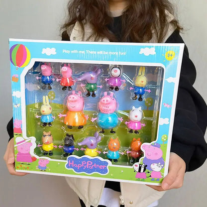 Peppa Pig, a girl, four people, toy doll, boy and children's suit