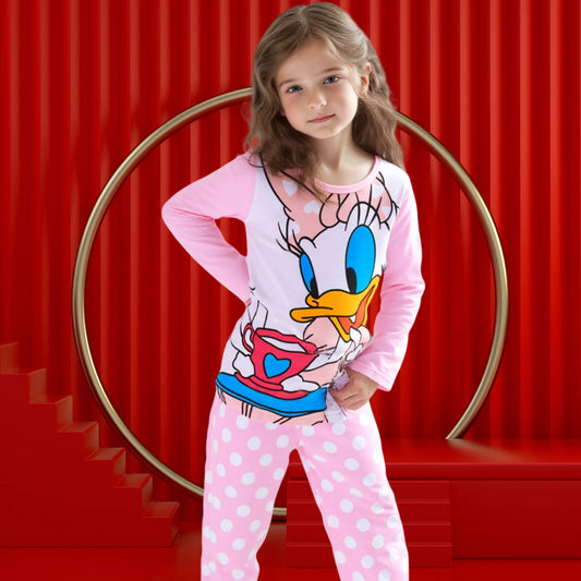 Kids Pajama Set Daisy Cartoon Cotton Soft princess Print Loungewear Long Sleeve Pjs Sleepwear for Toddler Boys Girls