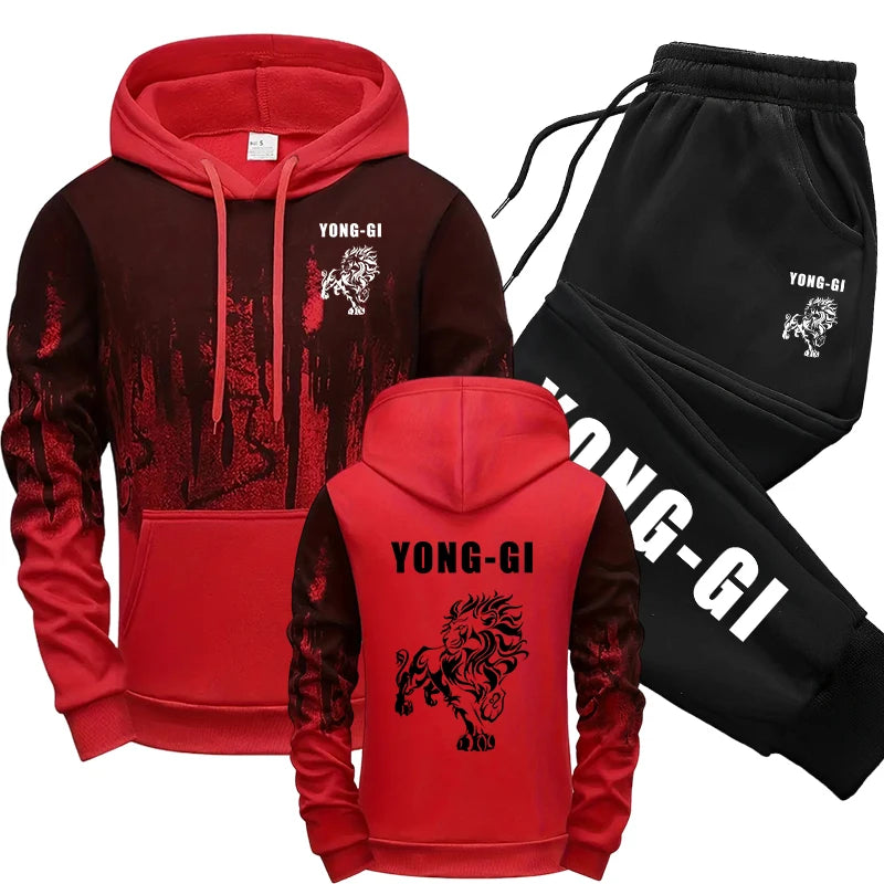 Autumn Winter Hoodies Fashion Comfortable Sports Men's Tracksuit Casual Daily Jogging Splash-ink Sweatshirts Top Mens Sweatpants