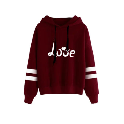 Love Print Hoodie Jogger Set Autumn Winter Casual Sport Outfit 2025 Hot Sale Womens Tracksuit Hooded Sweatshirt Black Sweatpants