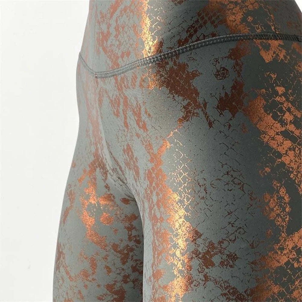 Serpentine Printed Yoga Pants Po Gilded Stretch Casual Skinny Damenhose High Waist Fitness Elastic Sporty Leggings