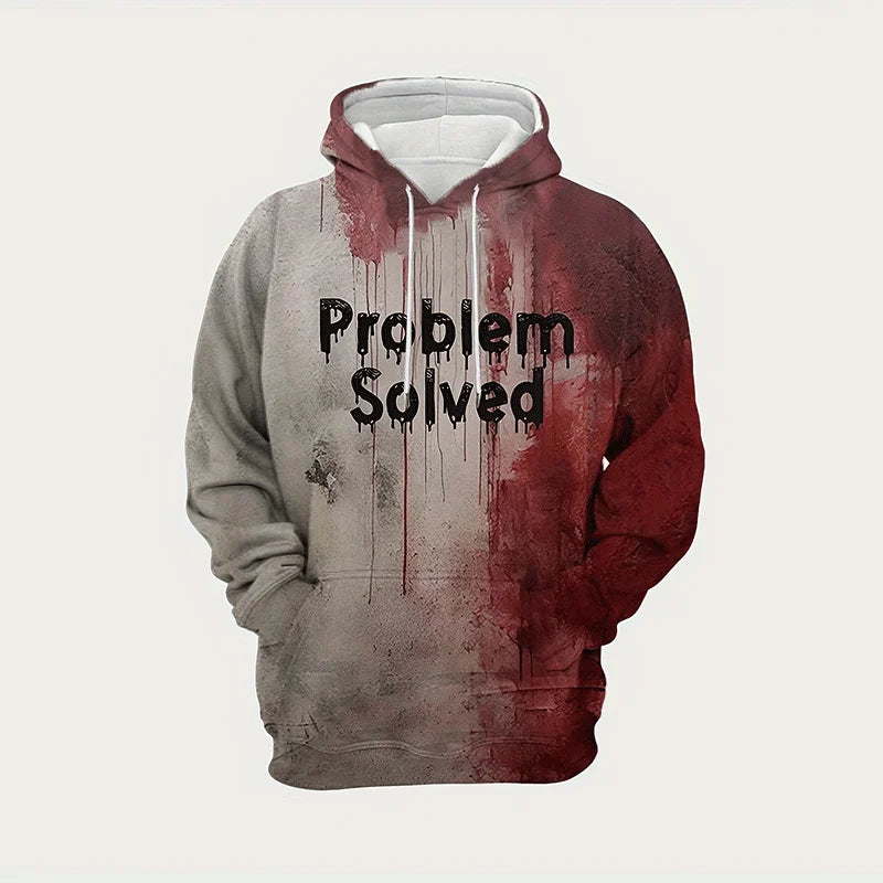 Horror Halloween Party Graphic Sweatshirts Bloody Patterns Design Hoodies For Men Clothes I'm Fine Blood Stained Y2k Pullovers