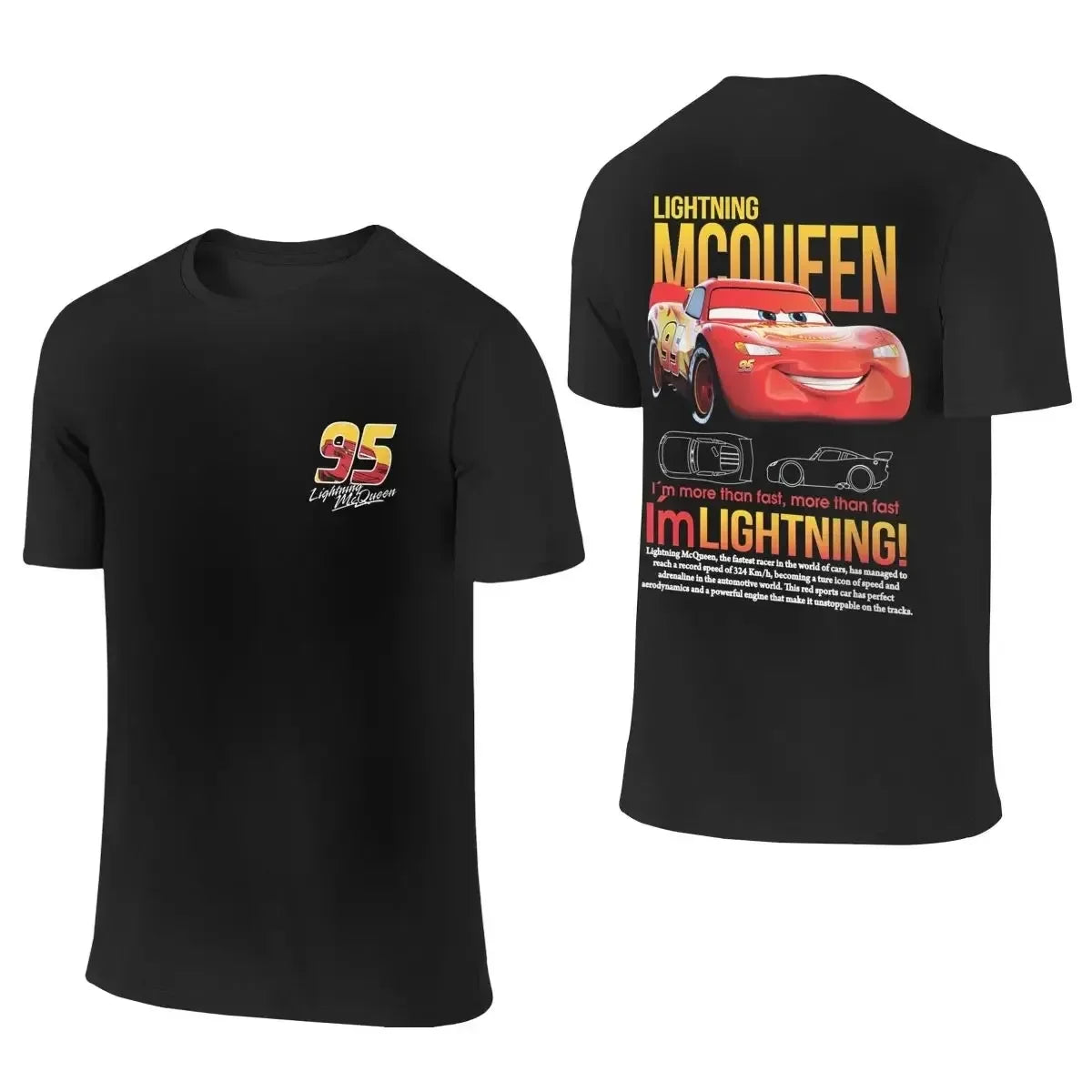 Disney Pixar Movie Cars T-shirt Couple Mens Womens Lightning Mcqueen Sally Oversized Y2k T-shirts Double-sided Printed Clothing