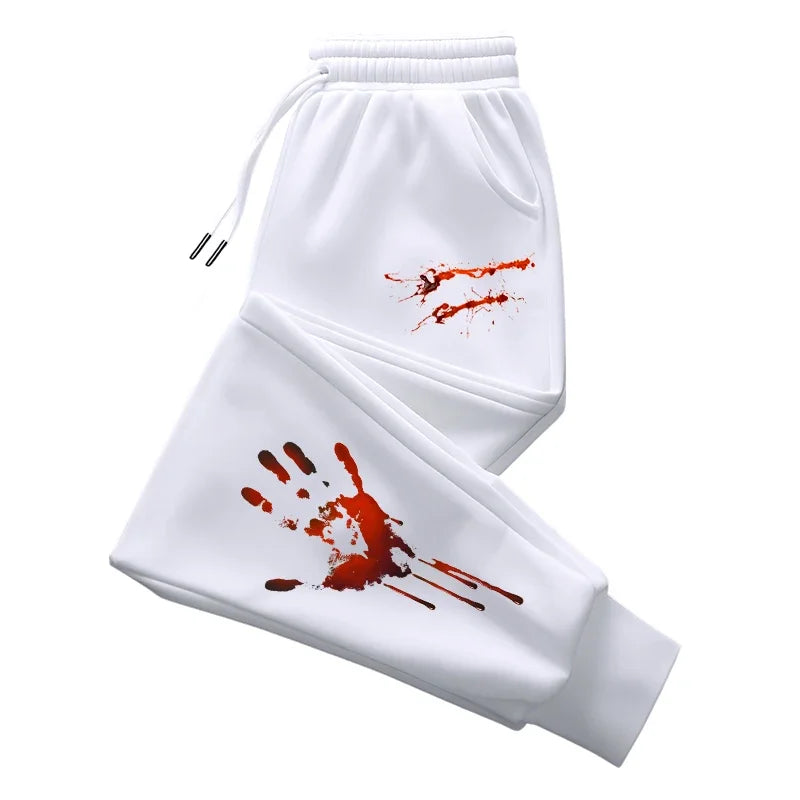 Funny Pattern Print Sweatpants Men's Daily Casual Sports Jogging Pants All Season Home Outdoor Comfort Bloody Handprint Trousers